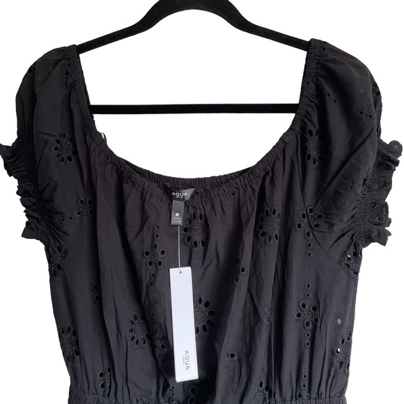 Aqua Swim Eyelet Tiered Peasant Cover Up Dress Babydoll Size Medium NWT - Picture 4 of 13